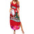 Wallis and Futuna Christmas Family Matching Summer Maxi Dress and Hawaiian Shirt Santa Claus Holding Coat of Arms Polynesian Xmas Style LT03 Mom's Dress Red - Polynesian Pride