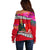 Wallis and Futuna Christmas Off Shoulder Sweater Santa Claus Holding Coat of Arms Polynesian Xmas Style LT03 - Polynesian Pride