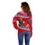 Wallis and Futuna Christmas Off Shoulder Sweater Santa Claus Holding Coat of Arms Polynesian Xmas Style LT03 - Polynesian Pride