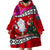 Wallis and Futuna Christmas Wearable Blanket Hoodie Santa Claus Holding Coat of Arms Polynesian Xmas Style LT03 - Polynesian Pride