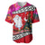 Custom Wallis and Futuna Christmas Baseball Jersey Santa Claus Holding Coat of Arms Polynesian Xmas Style LT03 Red - Polynesian Pride