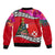 Custom Wallis and Futuna Christmas Bomber Jacket Santa Claus Holding Coat of Arms Polynesian Xmas Style LT03 - Polynesian Pride