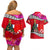 Custom Wallis and Futuna Christmas Couples Matching Off Shoulder Short Dress and Hawaiian Shirt Santa Claus Holding Coat of Arms Polynesian Xmas Style LT03 - Polynesian Pride