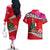 Custom Wallis and Futuna Christmas Couples Matching Off The Shoulder Long Sleeve Dress and Hawaiian Shirt Santa Claus Holding Coat of Arms Polynesian Xmas Style LT03 - Polynesian Pride