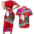 Custom Wallis and Futuna Christmas Couples Matching Short Sleeve Bodycon Dress and Hawaiian Shirt Santa Claus Holding Coat of Arms Polynesian Xmas Style LT03 Red - Polynesian Pride