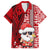 Mele Kalikimaka Hawaii Christmas Family Matching Off Shoulder Long Sleeve Dress and Hawaiian Shirt Santa Claus Kakau Tribal Mix Polynesia Tattoo LT03 Dad's Shirt - Short Sleeve Red - Polynesian Pride