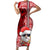 Mele Kalikimaka Hawaii Christmas Family Matching Short Sleeve Bodycon Dress and Hawaiian Shirt Santa Claus Kakau Tribal Mix Polynesia Tattoo LT03 Mom's Dress Red - Polynesian Pride