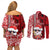 Custom Mele Kalikimaka Hawaii Christmas Couples Matching Off Shoulder Short Dress and Long Sleeve Button Shirt Santa Claus Kakau Tribal Mix Polynesia Tattoo LT03 - Polynesian Pride