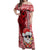 Custom Mele Kalikimaka Hawaii Christmas Off Shoulder Maxi Dress Santa Claus Kakau Tribal Mix Polynesia Tattoo LT03 Women Red - Polynesian Pride