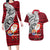 French Polynesia Christmas Couples Matching Long Sleeve Bodycon Dress and Hawaiian Shirt Santa Hold Seal with Polynesian Tribal Tattoo LT03 Red - Polynesian Pride