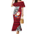 French Polynesia Christmas Family Matching Mermaid Dress and Hawaiian Shirt Santa Hold Seal with Polynesian Tribal Tattoo LT03 Mom's Dress Red - Polynesian Pride