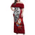 French Polynesia Christmas Family Matching Off Shoulder Maxi Dress and Hawaiian Shirt Santa Hold Seal with Polynesian Tribal Tattoo LT03 Mom's Dress Red - Polynesian Pride