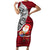 French Polynesia Christmas Family Matching Short Sleeve Bodycon Dress and Hawaiian Shirt Santa Hold Seal with Polynesian Tribal Tattoo LT03 Mom's Dress Red - Polynesian Pride