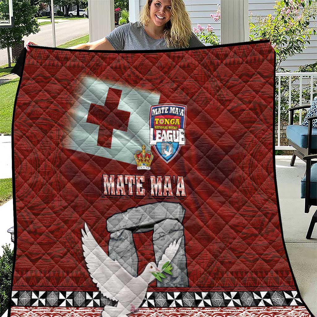 Mate Ma'a Tonga Quilt Haamonga a Maui and White Dove - Tongan Kupesi Ngatu LT03 Red - Polynesian Pride