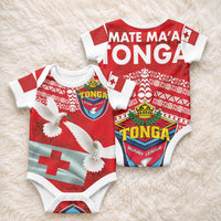 Mate Ma'a Tonga Baby Onesie Double White Dove and Kupesi Ngatu Art Tattoo LT03 - Polynesian Pride