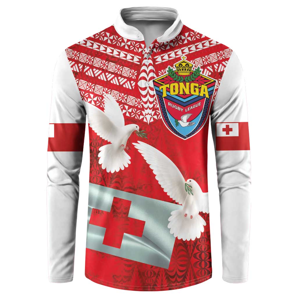 Mate Ma'a Tonga Button Sweatshirt Double White Dove and Kupesi Ngatu Art Tattoo LT03 Red - Polynesian Pride