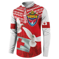 Mate Ma'a Tonga Button Sweatshirt Double White Dove and Kupesi Ngatu Art Tattoo LT03 - Polynesian Pride