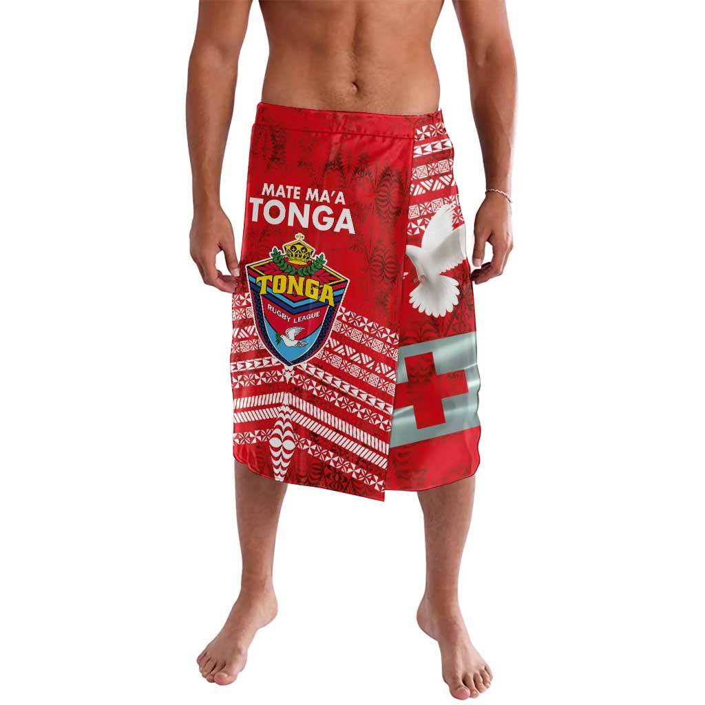 Mate Ma'a Tonga Lavalava Double White Dove and Kupesi Ngatu Art Tattoo LT03 Red - Polynesian Pride