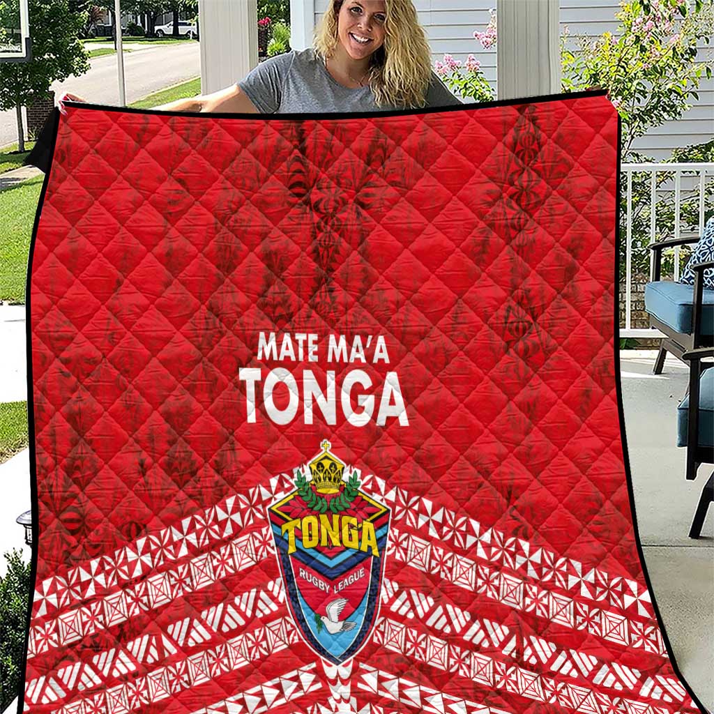 Mate Ma'a Tonga Quilt Double White Dove and Kupesi Ngatu Art Tattoo LT03 Red - Polynesian Pride