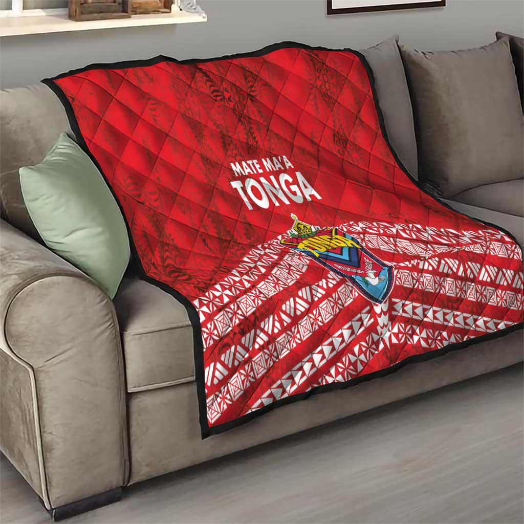 Mate Ma'a Tonga Quilt Double White Dove and Kupesi Ngatu Art Tattoo LT03 - Polynesian Pride