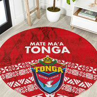 Mate Ma'a Tonga Round Carpet Double White Dove and Kupesi Ngatu Art Tattoo LT03 Red - Polynesian Pride