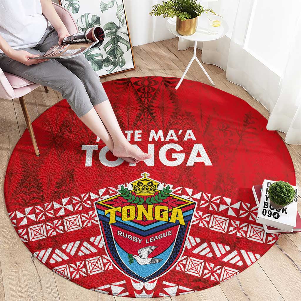 Mate Ma'a Tonga Round Carpet Double White Dove and Kupesi Ngatu Art Tattoo LT03 - Polynesian Pride