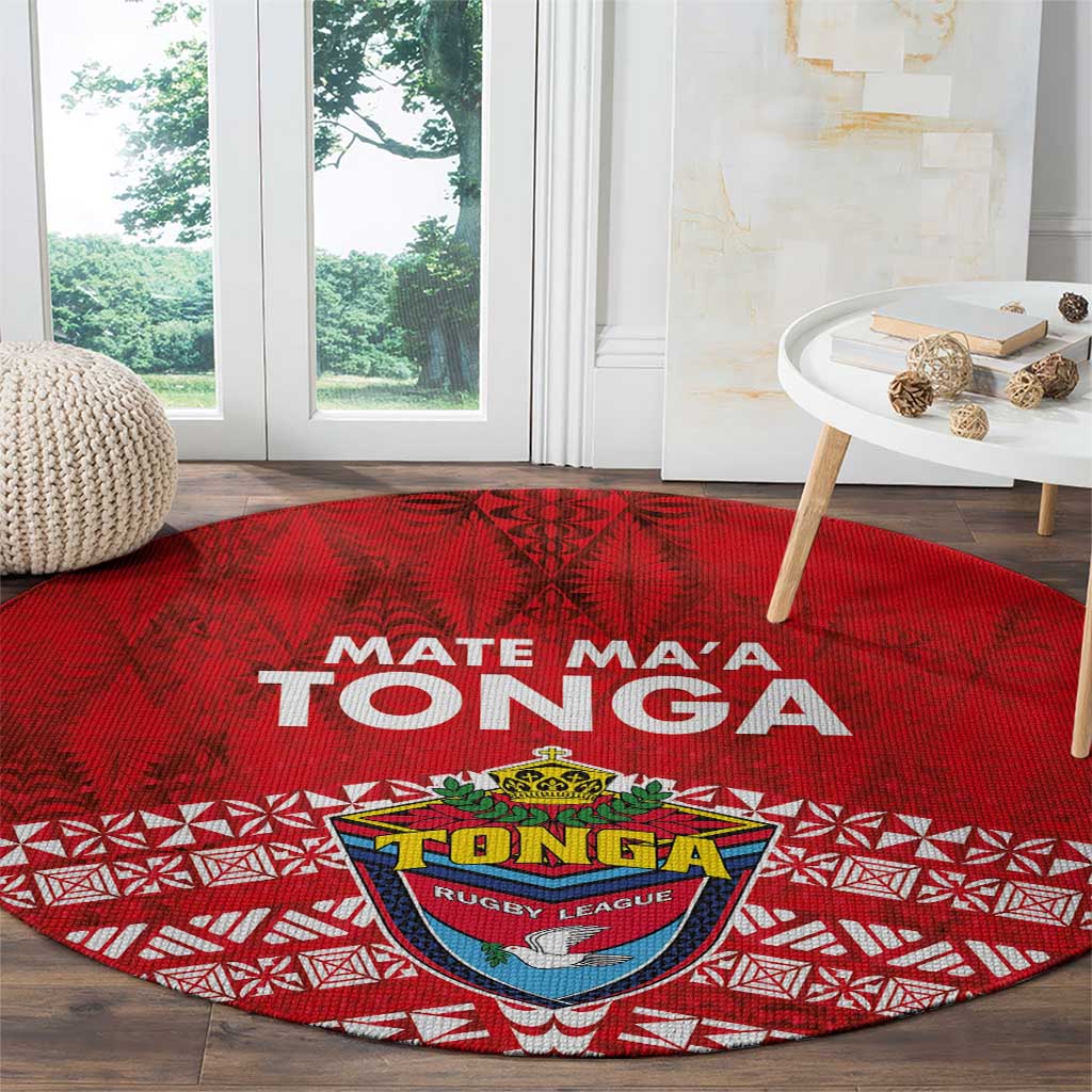 Mate Ma'a Tonga Round Carpet Double White Dove and Kupesi Ngatu Art Tattoo LT03 - Polynesian Pride