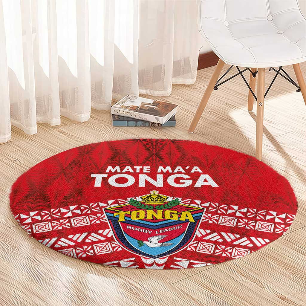 Mate Ma'a Tonga Round Carpet Double White Dove and Kupesi Ngatu Art Tattoo LT03 - Polynesian Pride