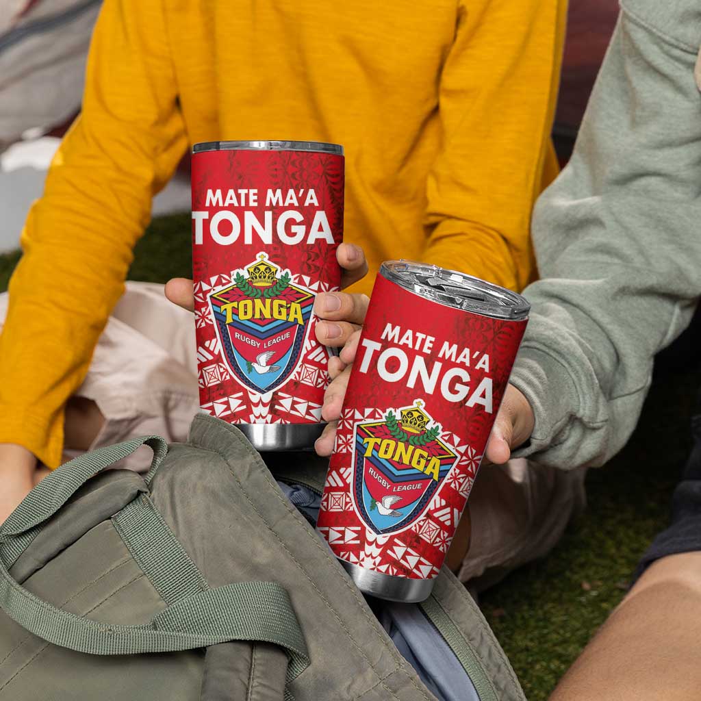 Mate Ma'a Tonga Tumbler Cup Double White Dove and Kupesi Ngatu Art Tattoo LT03 - Polynesian Pride