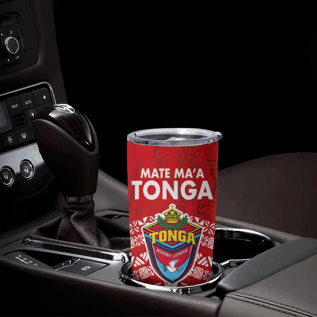 Mate Ma'a Tonga Tumbler Cup Double White Dove and Kupesi Ngatu Art Tattoo LT03 - Polynesian Pride
