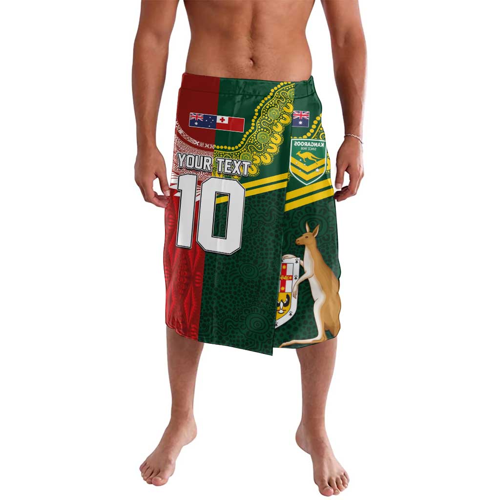 Custom Mate Ma'a Tonga and Australia Kangaroo Lavalava Nation Seal with Mascot Aboriginal and Tongan Kupesi Ngatu Art LT03 Red - Polynesian Pride