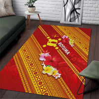 Rotuma Island Area Rug Fijian Tapa with Polynesian Art and Hibiscus LT03 Red - Polynesian Pride