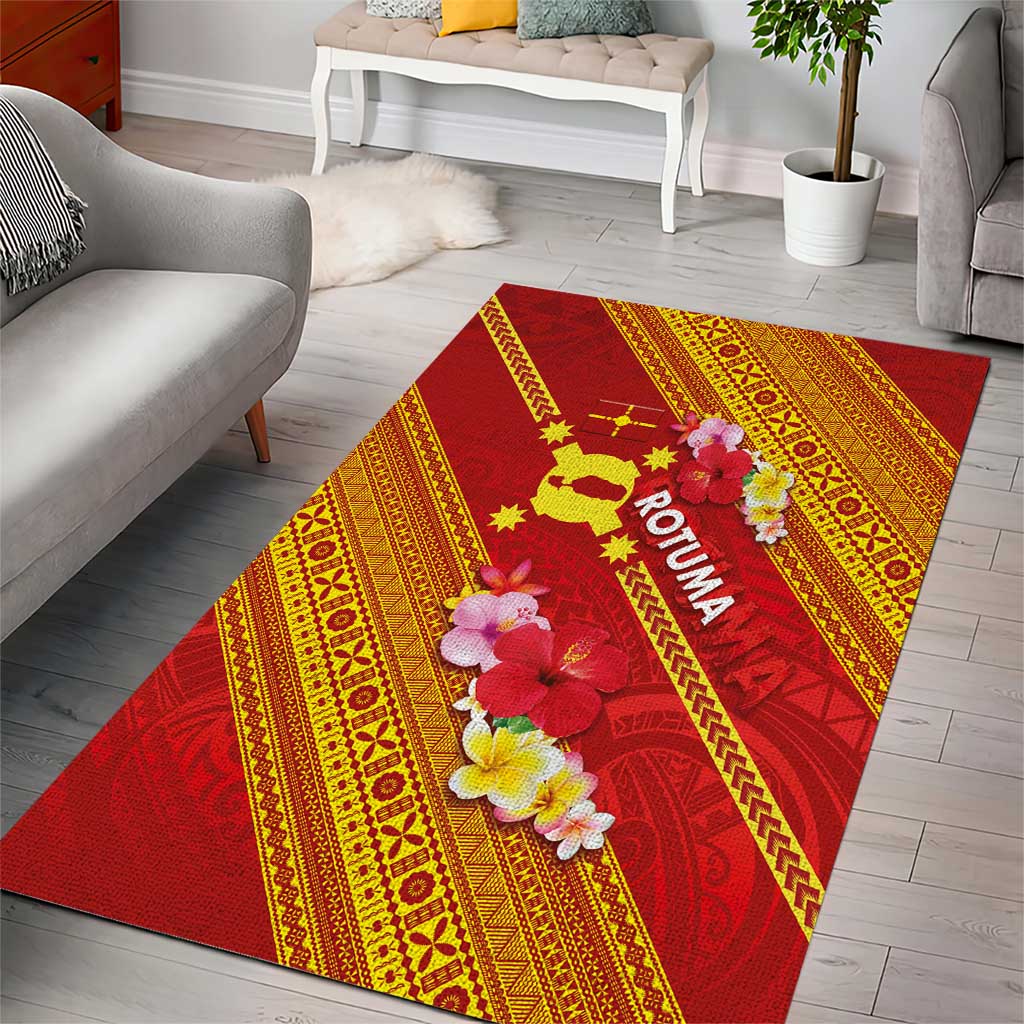 Rotuma Island Area Rug Fijian Tapa with Polynesian Art and Hibiscus LT03 - Polynesian Pride
