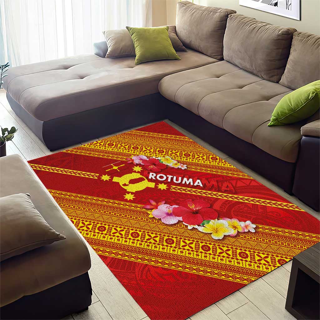Rotuma Island Area Rug Fijian Tapa with Polynesian Art and Hibiscus LT03 - Polynesian Pride