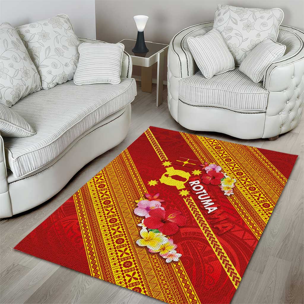 Rotuma Island Area Rug Fijian Tapa with Polynesian Art and Hibiscus LT03 - Polynesian Pride