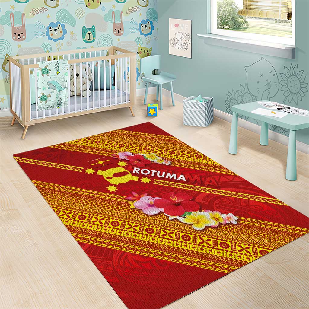 Rotuma Island Area Rug Fijian Tapa with Polynesian Art and Hibiscus LT03 - Polynesian Pride