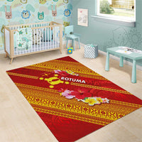 Rotuma Island Area Rug Fijian Tapa with Polynesian Art and Hibiscus LT03 - Polynesian Pride