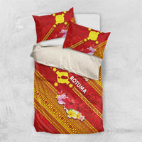 Rotuma Island Bedding Set Fijian Tapa with Polynesian Art and Hibiscus LT03 US Twin 172cm x 218cm Red - Polynesian Pride