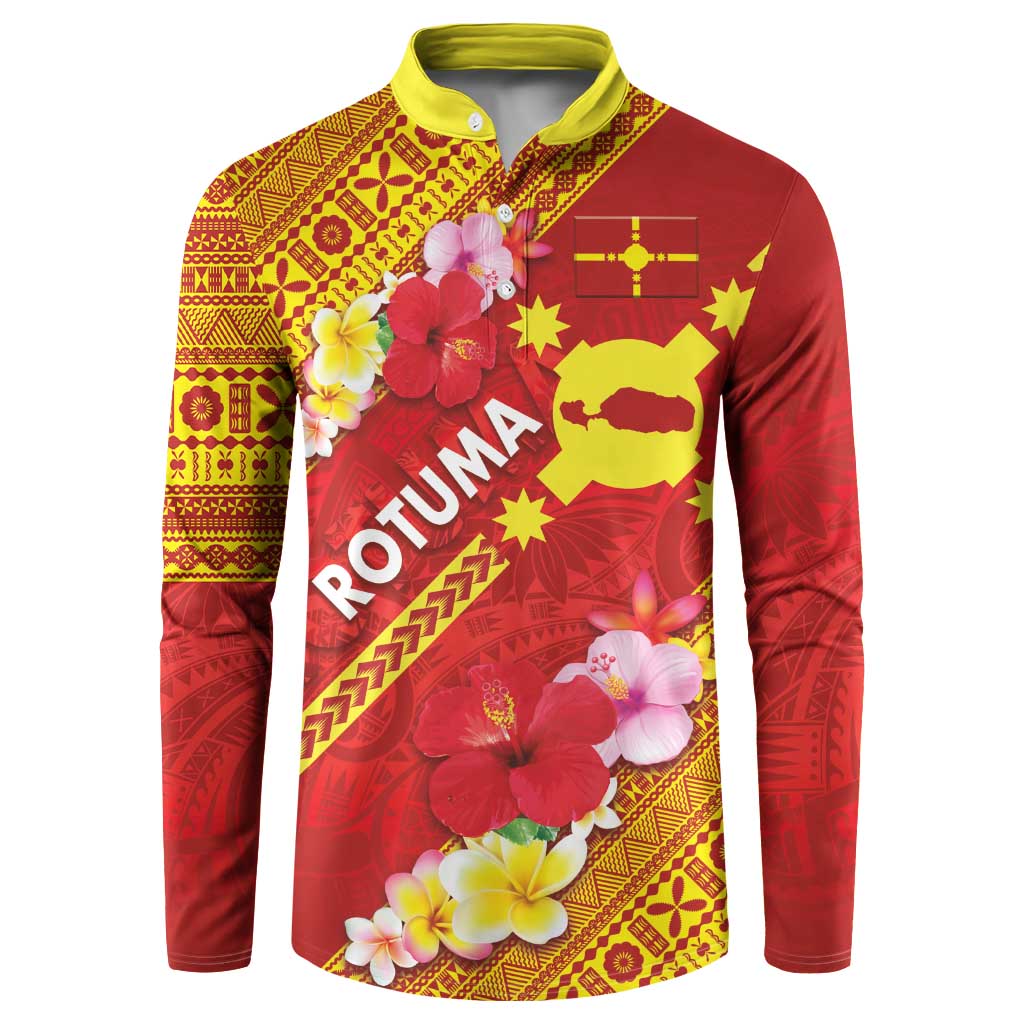 Rotuma Island Button Sweatshirt Fijian Tapa with Polynesian Art and Hibiscus LT03 Red - Polynesian Pride