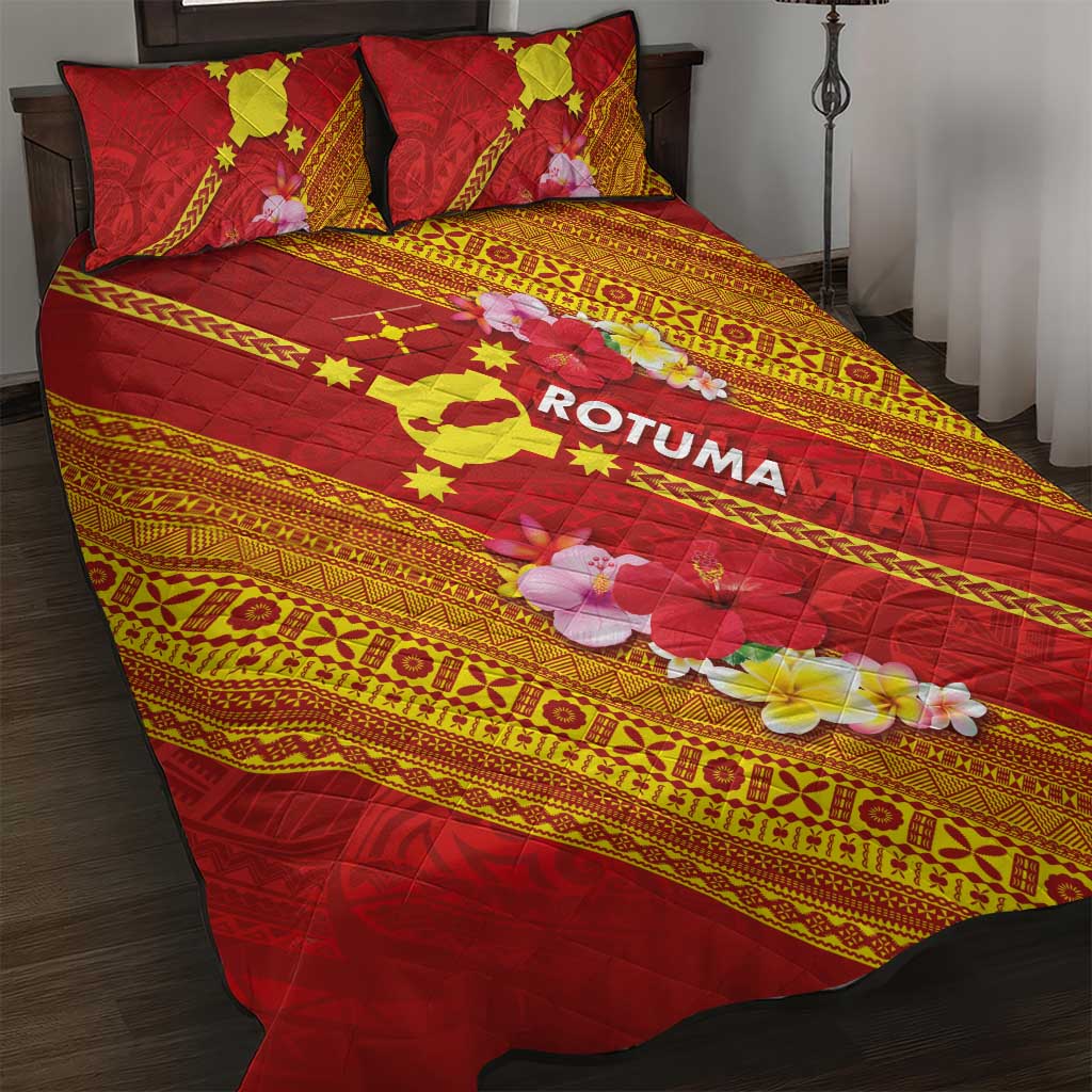 Rotuma Island Quilt Bed Set Fijian Tapa with Polynesian Art and Hibiscus LT03 Red - Polynesian Pride