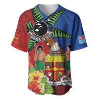 Personalised Fiji and Rotuma Together Baseball Jersey Fjian Masi and Pacific Pattern Mix Culture LT03 Red - Polynesian Pride