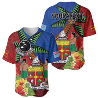 Personalised Fiji and Rotuma Together Baseball Jersey Fjian Masi and Pacific Pattern Mix Culture LT03 - Polynesian Pride
