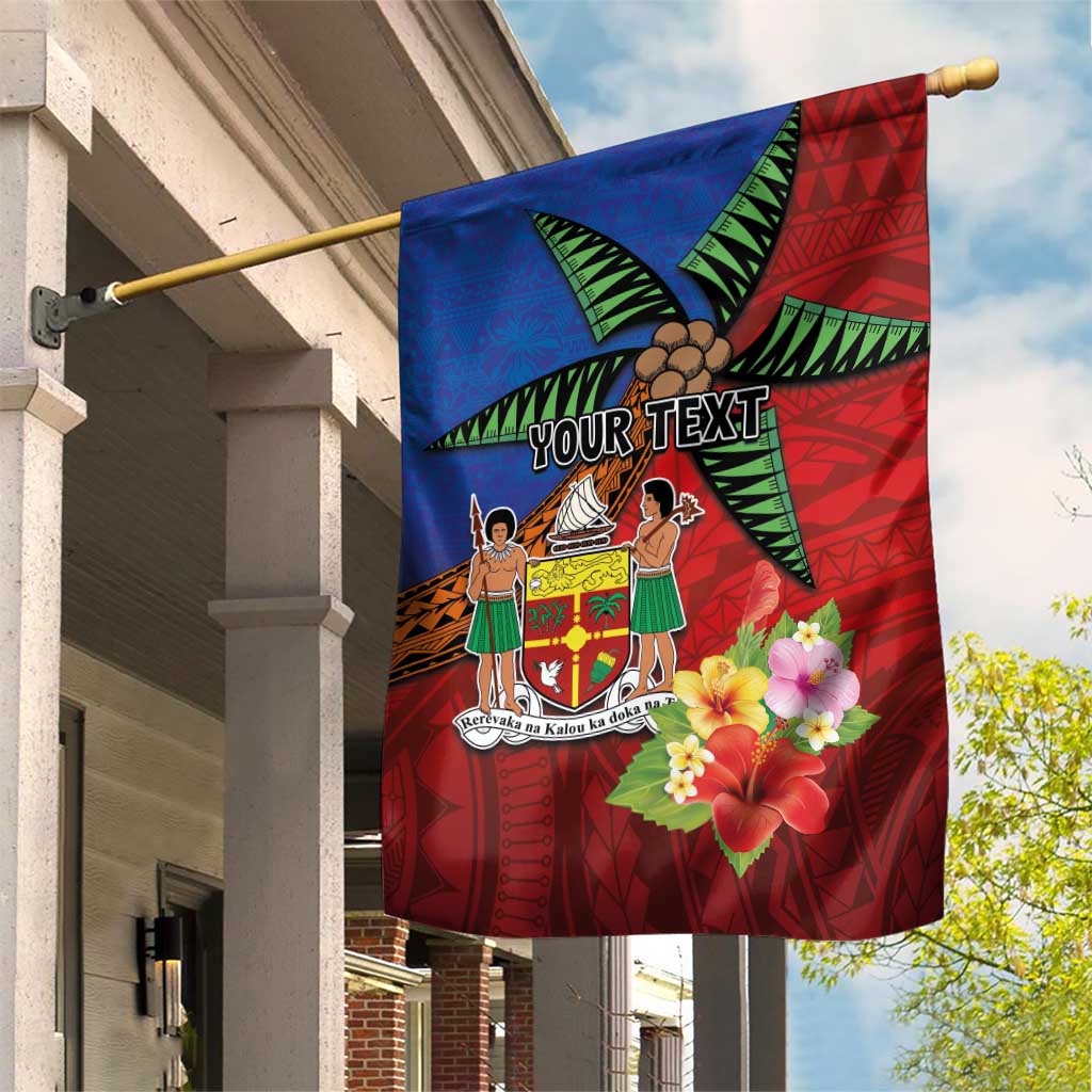 Personalised Fiji and Rotuma Together Garden Flag Fjian Masi and Pacific Pattern Mix Culture LT03 House Flag Red - Polynesian Pride