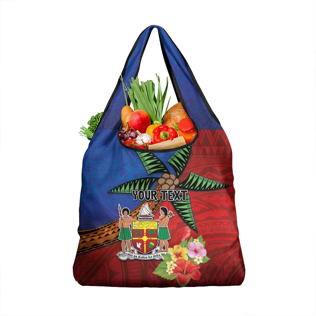 Personalised Fiji and Rotuma Together Grocery Bag Fjian Masi and Pacific Pattern Mix Culture LT03 1-pack One Size Red - Polynesian Pride