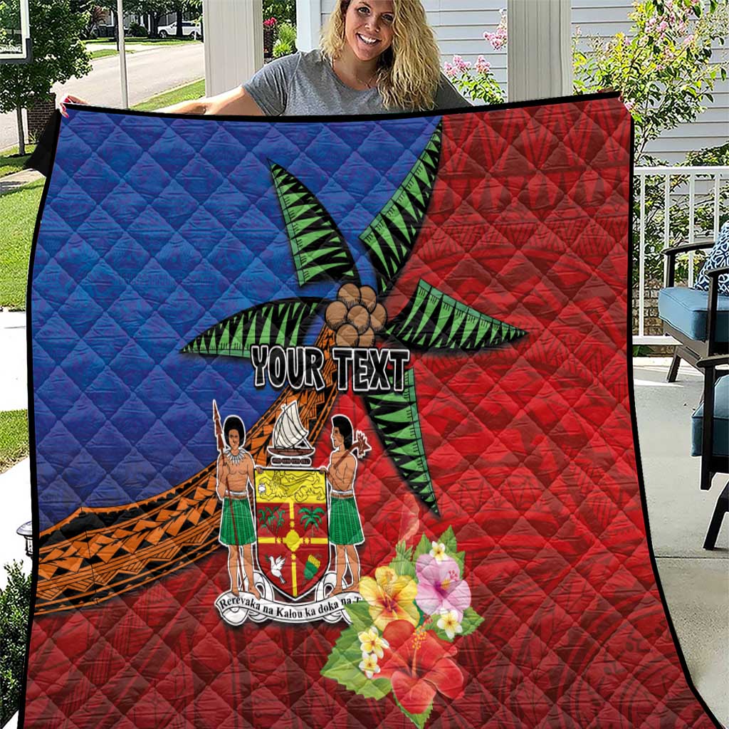 Personalised Fiji and Rotuma Together Quilt Fjian Masi and Pacific Pattern Mix Culture LT03 Red - Polynesian Pride