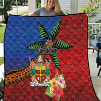 Personalised Fiji and Rotuma Together Quilt Fjian Masi and Pacific Pattern Mix Culture LT03 Red - Polynesian Pride
