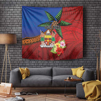 Personalised Fiji and Rotuma Together Tapestry Fjian Masi and Pacific Pattern Mix Culture LT03 Red - Polynesian Pride