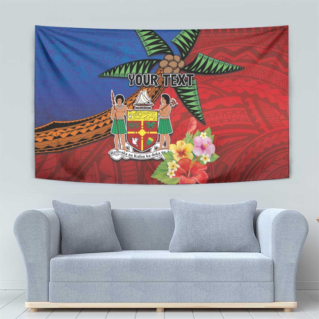 Personalised Fiji and Rotuma Together Tapestry Fjian Masi and Pacific Pattern Mix Culture LT03 - Polynesian Pride