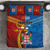Personalised Fiji and Rotuma Together Bedding Set Tapa and Pacific Art Pattern with Cultural Emblems Half Style LT03 Red - Polynesian Pride