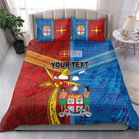 Personalised Fiji and Rotuma Together Bedding Set Tapa and Pacific Art Pattern with Cultural Emblems Half Style LT03 - Polynesian Pride